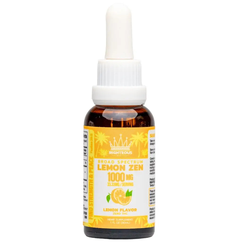 1000mg Broad Spectrum CBD Oil - Lemon Zen RIGHTEOUS Hemp Co.