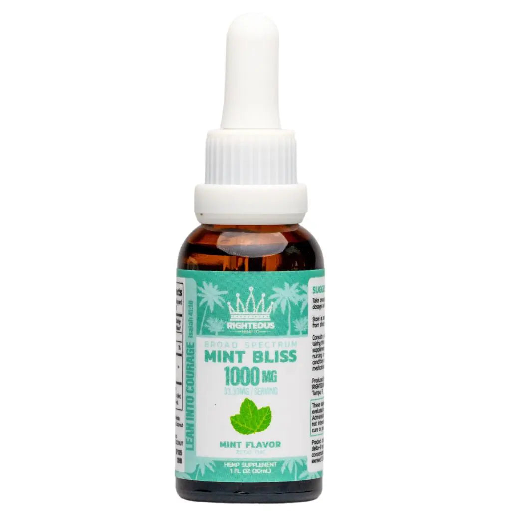 1000mg Broad Spectrum CBD Oil - Mint Bliss RIGHTEOUS Hemp Co.