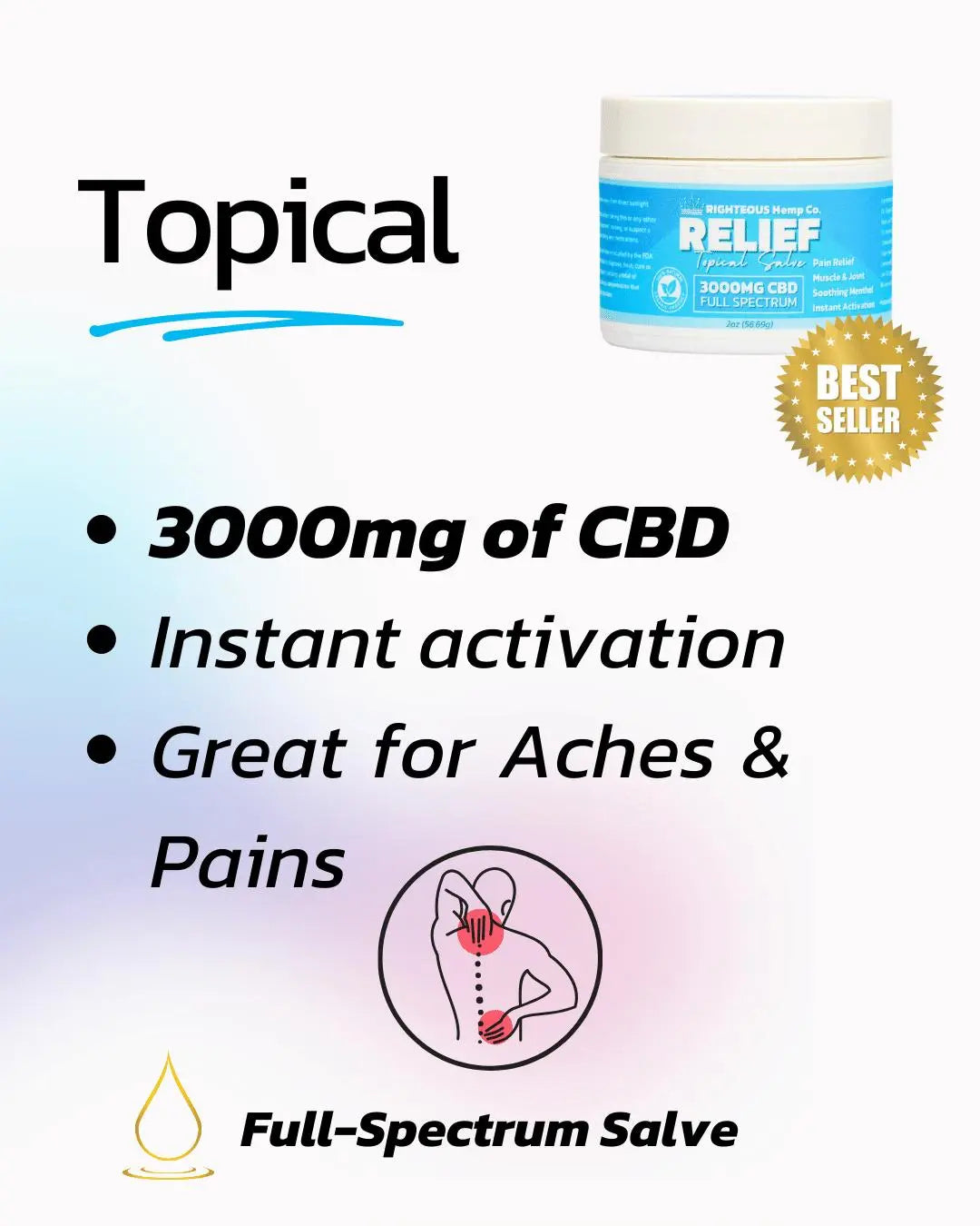 3000mg Full Spectrum CBD Salve for Pain Relief RIGHTEOUS Hemp Co.